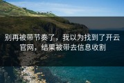 别再被带节奏了，我以为找到了开云官网，结果被带去信息收割