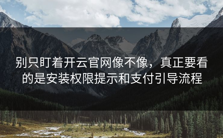 别只盯着开云官网像不像，真正要看的是安装权限提示和支付引导流程