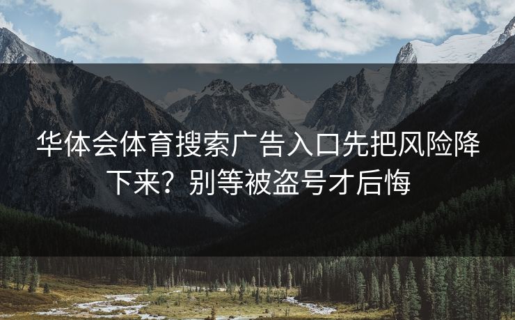 华体会体育搜索广告入口先把风险降下来？别等被盗号才后悔