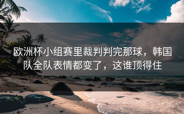 欧洲杯小组赛里裁判判完那球,韩国队全队表情都变了,这谁顶得住 欧洲杯小组赛里裁判判完那球,韩国队全队表情都变了,这谁顶得住